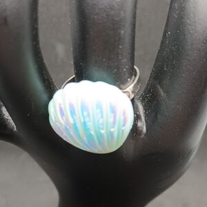 Hand Crafted Iridescent Blue Shell Ring